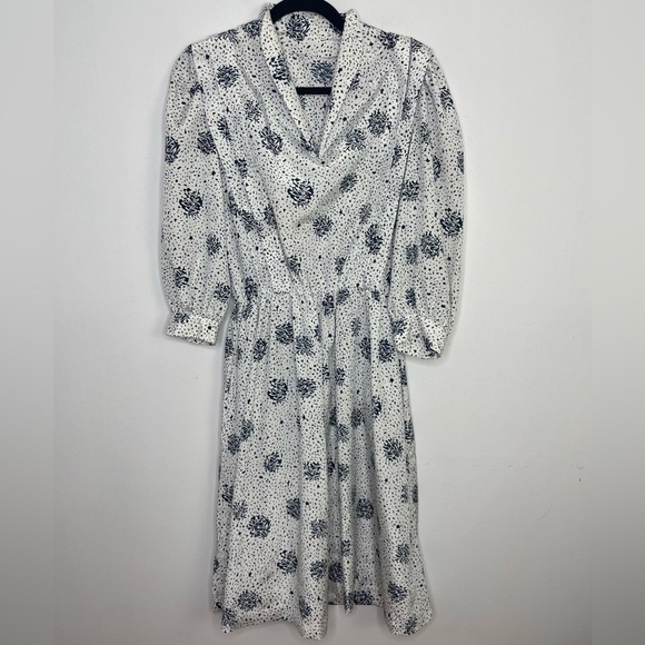 VINTAGE abstract print pleated details dress - Picture 1 of 8